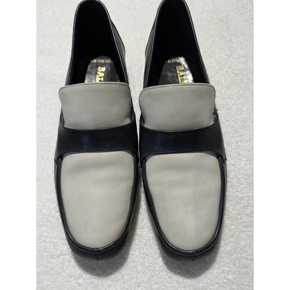 Bally Careno Men’s Leather Loafers Black And Off White Slip-On Shoes Size 8.5